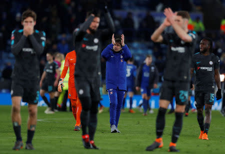 Soccer Football - FA Cup Quarter Final - Leicester City vs Chelsea - King Power Stadium, Leicester, Britain - March 18, 2018 Chelsea manager Antonio Conte celebrates after the match Action Images via Reuters/Andrew Couldridge