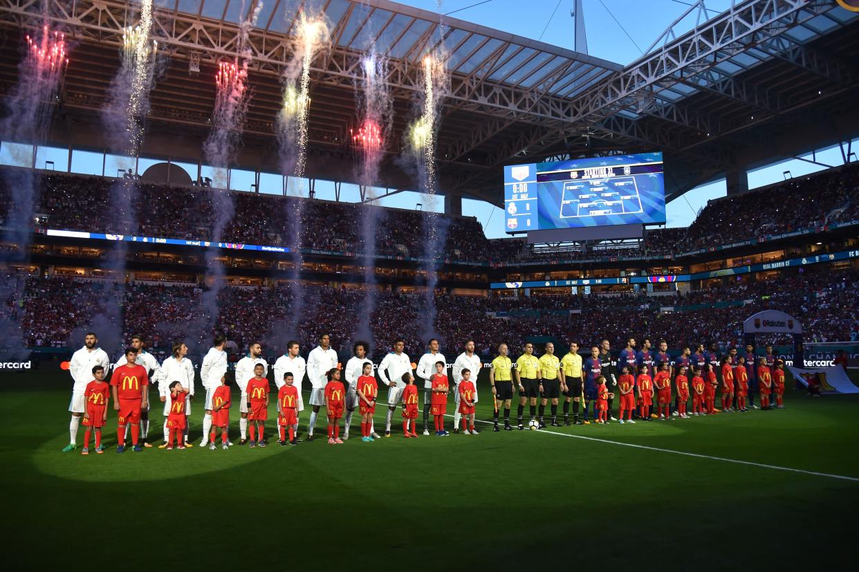 Barcelona and Real Madrid played a preseason game in Miami last summer as part of Relevent’s International Champions Cup. (Getty)