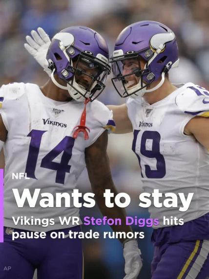 Vikings WR Stefon Diggs hits pause on trade rumors, says he wants to stay in MIN