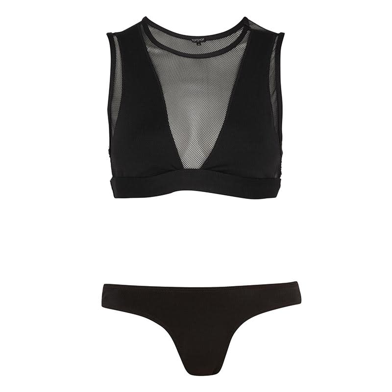 <a rel="nofollow noopener" href="http://us.topshop.com/en/tsus/product/clothing-70483/swimwear-beachwear-4107550/crop-bikini-top-by-minimale-animale-6725037?bi=0&ps=20" target="_blank" data-ylk="slk:Crop Bikini, Minimale Animale, $210;elm:context_link;itc:0;sec:content-canvas" class="link ">Crop Bikini, Minimale Animale, $210</a><a rel="nofollow noopener" href="http://us.topshop.com/en/tsus/product/clothing-70483/swimwear-beachwear-4107550/black-bikini-bottoms-by-minimale-animale-6725121?bi=0&ps=20" target="_blank" data-ylk="slk:Black Bikini Bottoms, Minimale Animale, $150;elm:context_link;itc:0;sec:content-canvas" class="link ">Black Bikini Bottoms, Minimale Animale, $150</a>