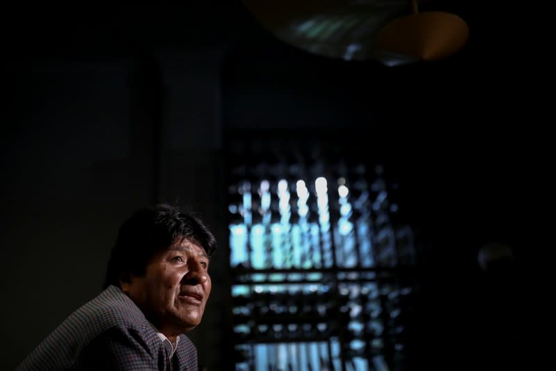 Former Bolivian President Evo Morales attends an interview with Reuters in Mexico City