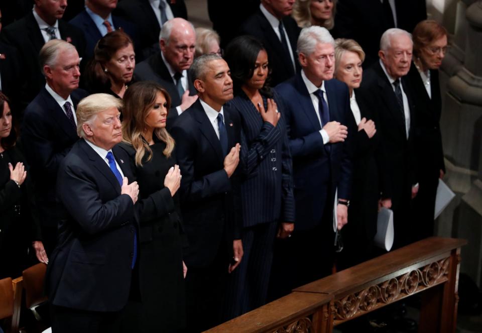 Donald Trump criticised for not reciting Apostles' Creed at George HW Bush's funeral