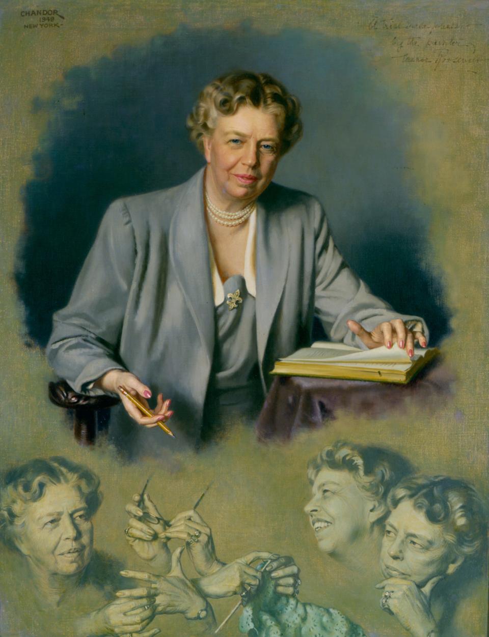 This oil on canvas portrait of First Lady Eleanor Roosevelt was painted by Douglas Chandor.