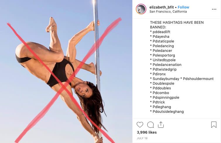 Instagram admitted to secretly blocking posts from pole dancers and attendees of a Caribbean festival last summer. (Photo: Instagram/eizabeth_bfit)