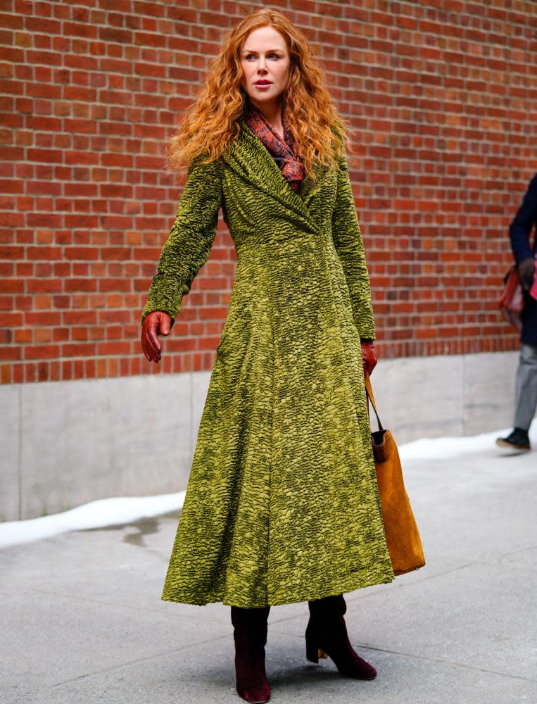 That green coat … Nicole Kidman in The Undoing.