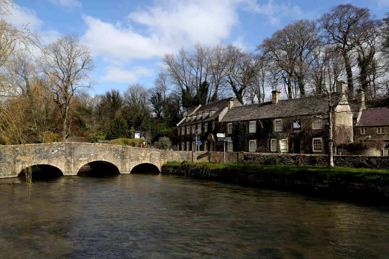 The Swan Inn Hotel in BIbury in the Cotswolds, Gloucestershire as the clocks move forward an hour to British Summer Time (BST). PA Photo. Picture date: Sunday March 29, 2020. Photo credit should read: David Davies/PA Wire (Photo by David Davies/PA Images via Getty Images)