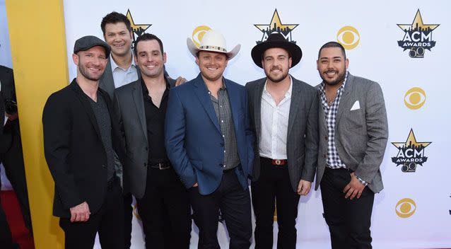 Caleb Keeter (third from left) had performed with the Josh Abbott Band at the Route 91 Harvest festival. Photo: Getty