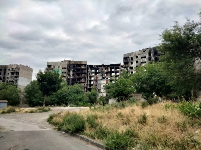 Destroyed buildings in Mariupol