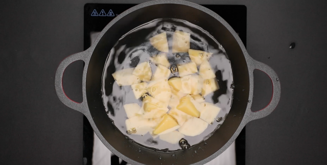 Boil the russet potatoes till soft