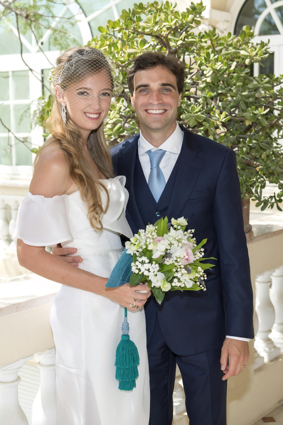 MONACO, MONACO - JULY 20: Civil Marriage of Eleonore of Habsburg and Jerome d'Ambrosio on July 20, 2020 in Monaco, Monaco. Eleonore (Jelena Maria del Pilar Christina Iona) von Habsburg and Jerome d'Ambrosio have made a commitment to each other in marriage today at the registry office in Monaco. The celebration happened in a strictly intimate circle of family and friends. The wedding between Eleonore, born 28th February 1994 in Salzburg as daughter of Karl von Habsburg and Francesca Thyssen-Bornemisza, and Jerome d'Ambrosio, born 27th December 1985 in Etterbeck (Belgium), was planned quite differently. Covid-19 and related legal restrictions have made it impossible to have a formal wedding as had been planned for this year. The church wedding in a bigger circle will be celebrated as soon as the pandemic restrictions get lifted. As witnesses to the marriage the respective sisters were acting. For Eleonore von Habsburg her sister Gloria, for Jérôme d'Ambrosio his sister Olivia. The civil wedding was attended by the closest family members. After the wedding a slightly bigger circle of friends was meeting for lunch, of course respecting all rules of social distancing. Eleonore, a professional jewelry designer, and Jerome, a Formula E race car driver, met on a plane, three years ago, flying from London to Nice.  (Photo by Luc Castel/Getty Images)