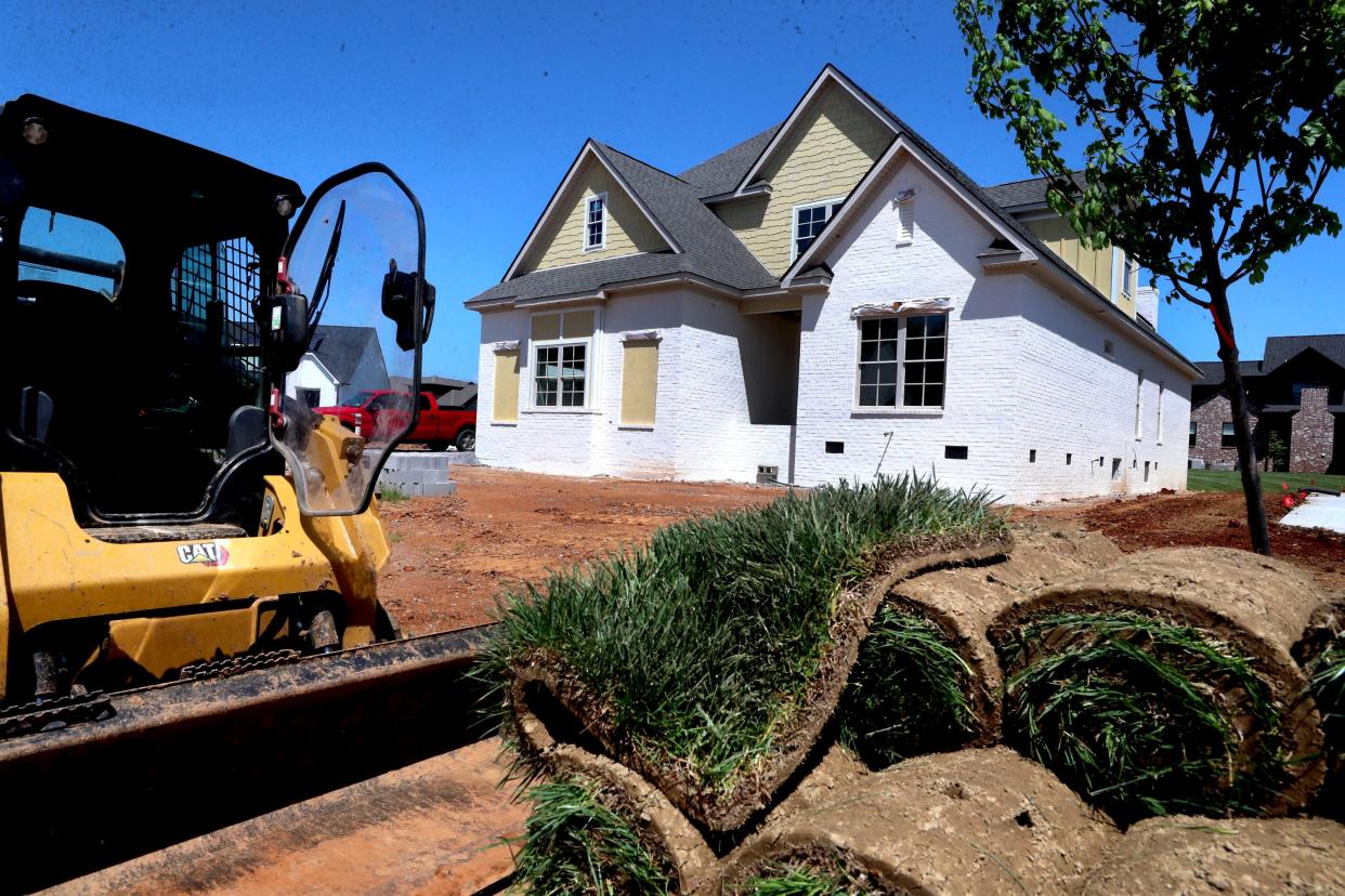 New housing construction continues in the Shelton Square subdivision in Murfreesboro on Monday, April 24, 2023.