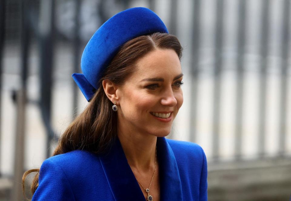 Commonwealth Day at Westminster Abbey, in London: Duchess of Cambridge, arrives for a Commonwealth Service at Westminster Abbey (REUTERS)