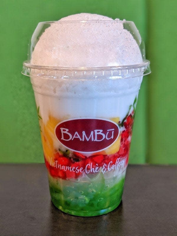 The Fruit Addict has fans at Bambu. The dessert drink with coconut milk has lychee, longan, red tapioca and more.
