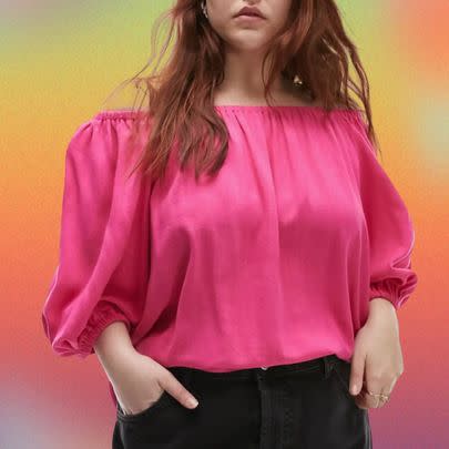 An off-the-shoulder Bardot top