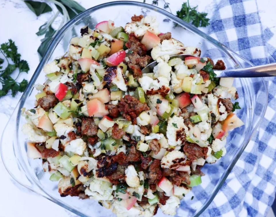 <a href="https://www.huffpost.com/entry/keto-stuffing-thanksgiving_l_5dc9bfaee4b00927b237f346" target="_blank" rel="noopener noreferrer"><strong>Keto Cauliflower Stuffing from Jeremy Paige/HuffPost</strong></a>