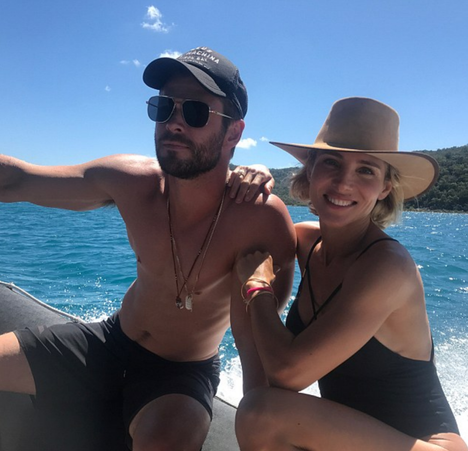 The couple love to enjoy the their local community, seen here at the beach in 2017. Source: Instagram/ChrisHemsworth