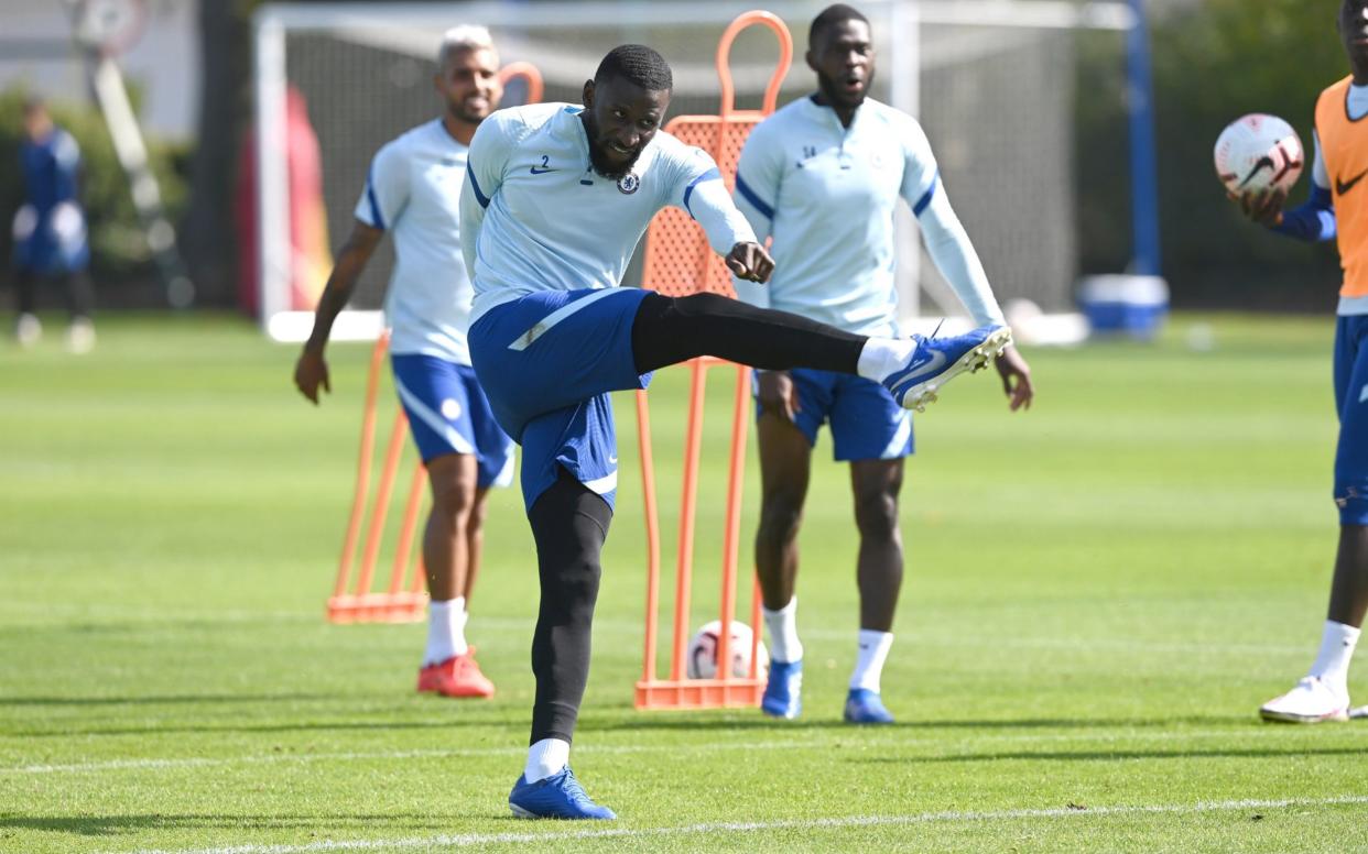 Antonio Rudiger of Chelsea during a training session at Chelsea Training Ground - Getty Image