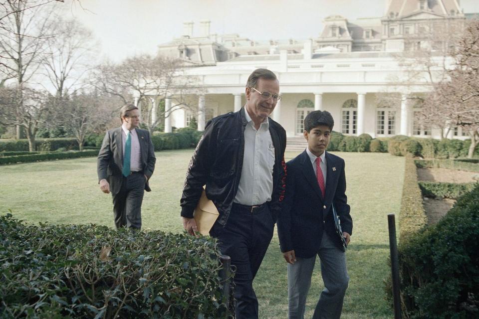 President George Bush and George P. Bush, Washington, USA