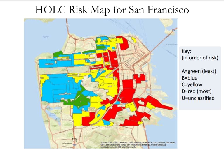 An example of a “redlining” map (Source: Federal Reserve, Chicago)