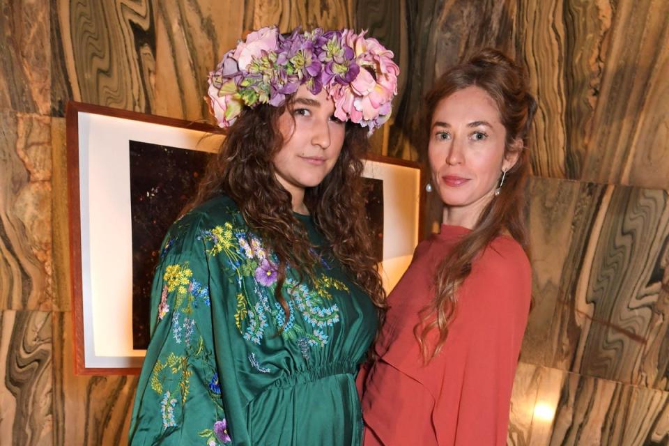 Anouska Beckwith: At The Altar Of Time - Private View: Eve Holness and Anouska Beckwith attend a private view of ‘At The Altar Of Time’, a solo exhibition by Anouska Beckwith, at Fitzrovia Chapel on September 27, 2022 in London, England. (Dave Benett)