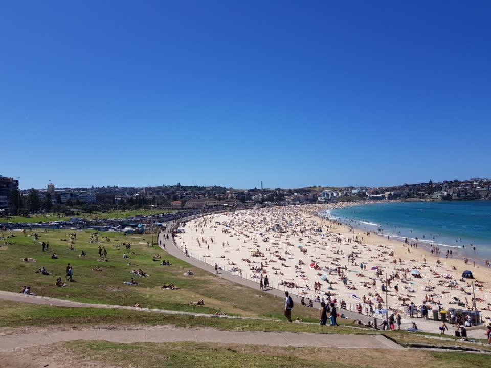 Bondi beach almost restricted access to beachgoers on Monday.