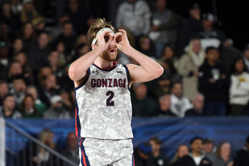 Forward Drew Timme (2) and Gonzaga get a tough challenge on Wednesday night against Texas. (Photo by Chris Williams/Icon Sportswire via Getty Images)