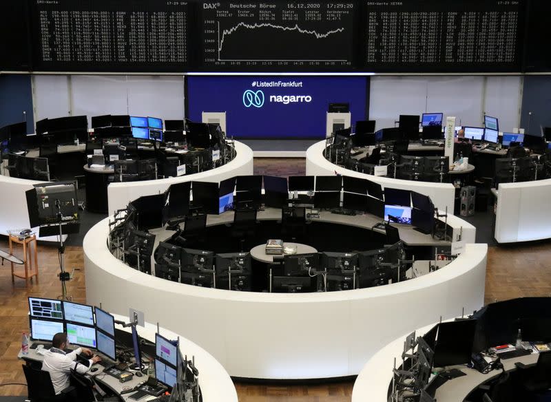 FILE PHOTO: The German share price index DAX graph is pictured at the stock exchange in Frankfurt