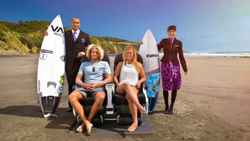 Air New Zealand takes their latest in-flight safety video to the surf