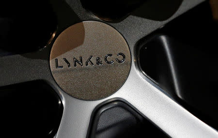 The logo of Lynk & Co is pictured on a wheel during the unveiling of the Chinese automaker Geely's first model Lynk & Co in Berlin, Germany, October 20, 2016. REUTERS/Hannibal Hanschke