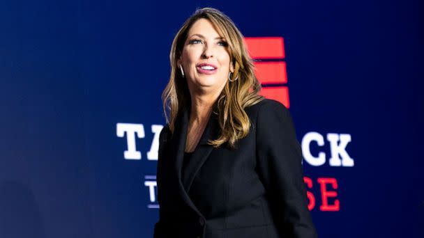 PHOTO: Ronna McDaniel, chairwoman of the Republican National Committee, takes the stage before House Minority Leader Kevin McCarthy at The Westin Washington hotel, Nov. 8, 2022, in Washington. (Tom Williams/CQ-Roll Call, Inc via Getty Images)