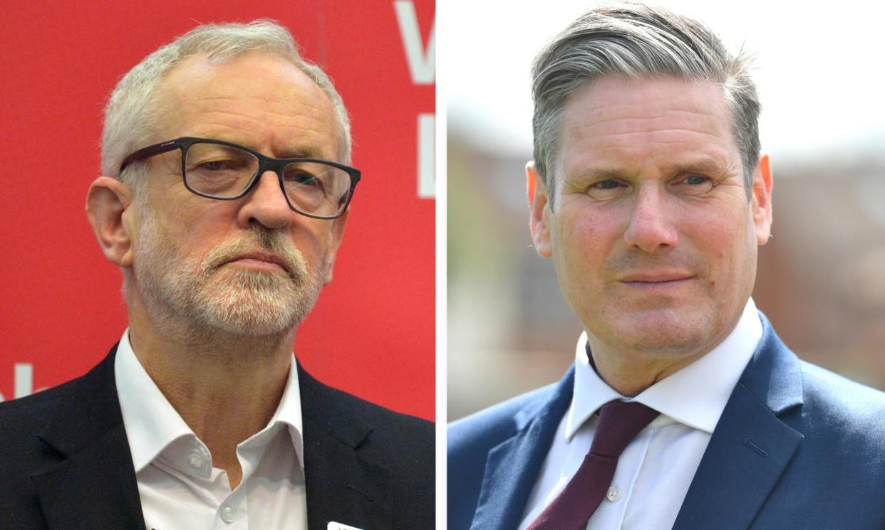 <span>Jeremy Corbyn, left, criticised Labour’s decision under Keir Starmer to stop local members from taking part in shortlisting candidates.</span><span>Photograph: Ben Birchall/Jacob King/PA</span>