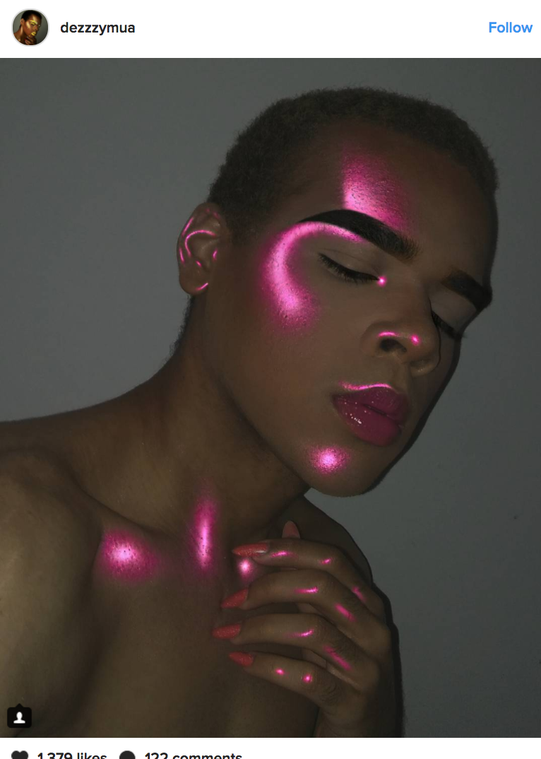 The neon strobing highlighting technique from makeup artist Dezzy Lopez, an 18-year-old from North Carolina, is, quite literally, lit.