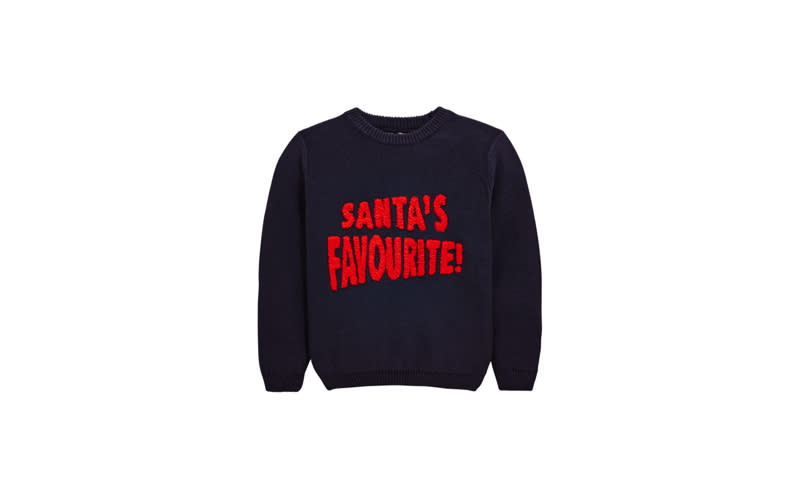 <p><a rel="nofollow noopener" href="https://www.very.co.uk/mini-v-by-very-santas-favourite-knitted-christmas-jumper/1600268609.prd?Ntt=christmas%20jumper" target="_blank" data-ylk="slk:Very, from £10;elm:context_link;itc:0" class="link "><em>Very, from £10</em></a> </p>