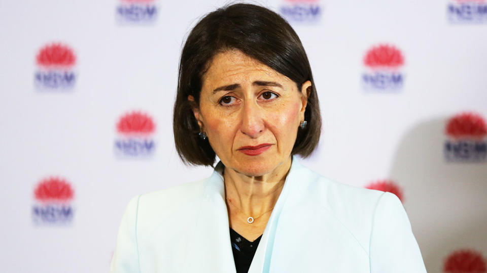 Gladys Berejiklian (pictured) has come under fire again for tightening restrictions in NSW, but allowing the SCG Test to go ahead with thousands of fans. (Getty Images)