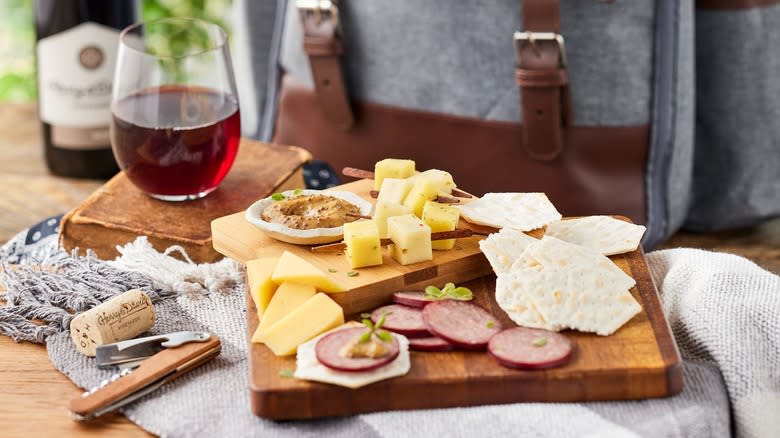 cheese board with wine