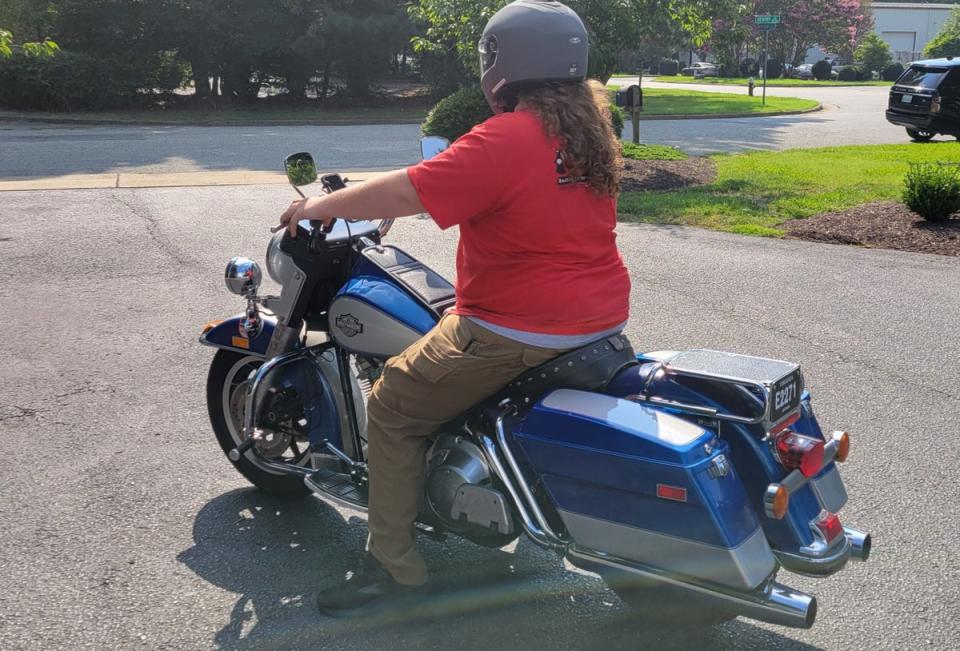 Will, who graduates from high school next year and plans to join the family plumbing business, shows off his mullet on his motorcycle (Jenny Joyner)