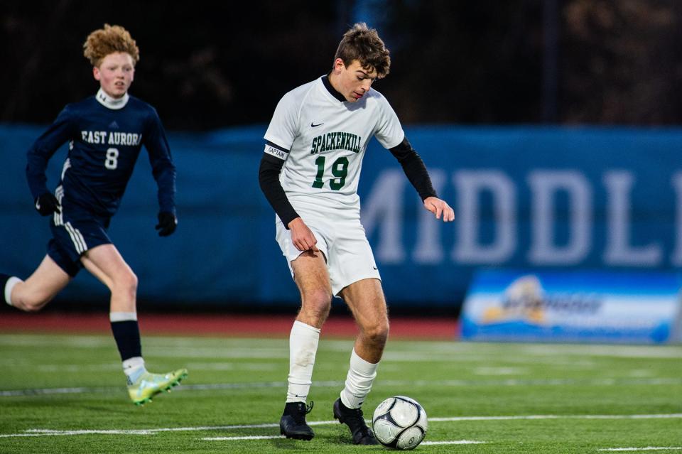 Spackenkill's Dylan Updike during the state Class B boys soccer final.