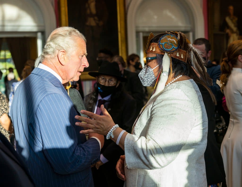 Prince Charles meets RoseAnne Archibald, national chief of the Assembly of First Nations, during his tour of Canada  (Getty Images)