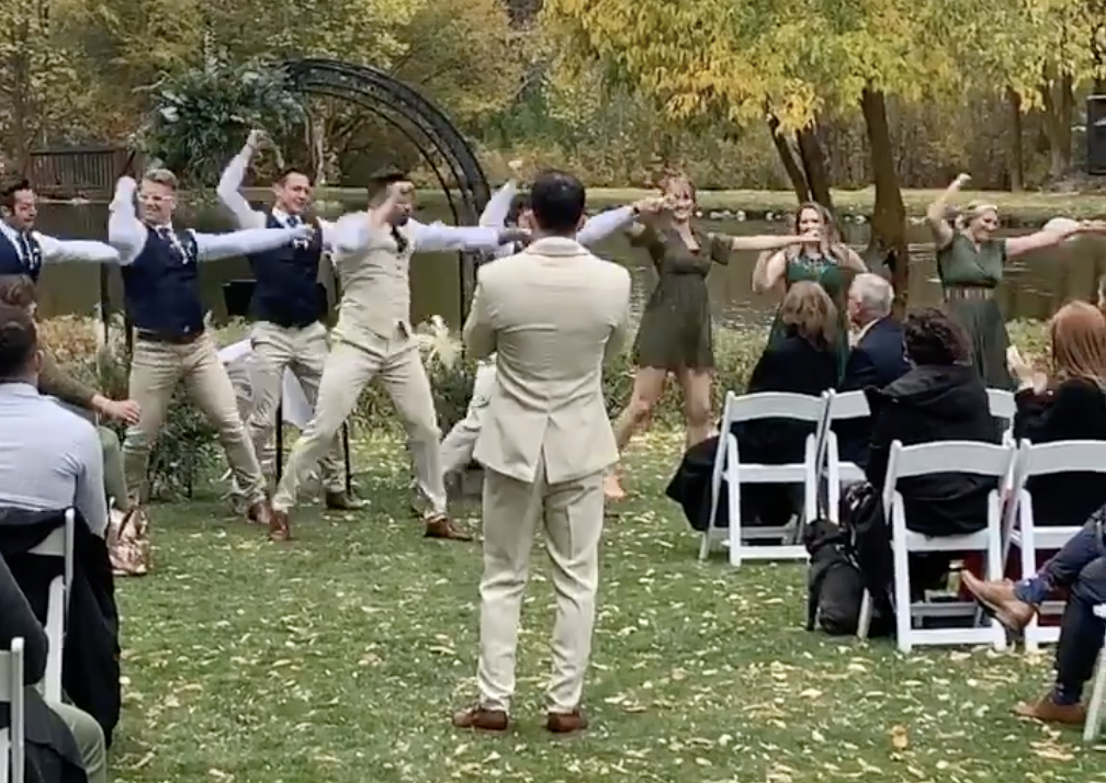 A Utah man's surprise wedding flash mob went viral on social media. (Screenshot: Instagram/brocktif89)