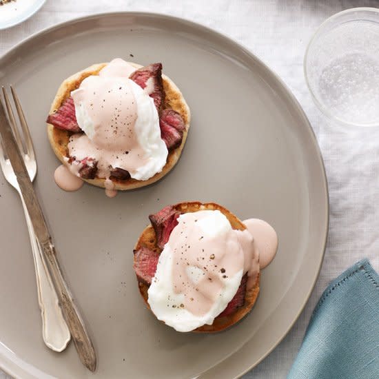 Steak and Eggs Benedict with Red Wine Hollandaise