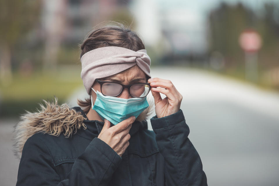 A woman has shared a genius hack to help stop face masks steaming up glasses. (Getty Images)