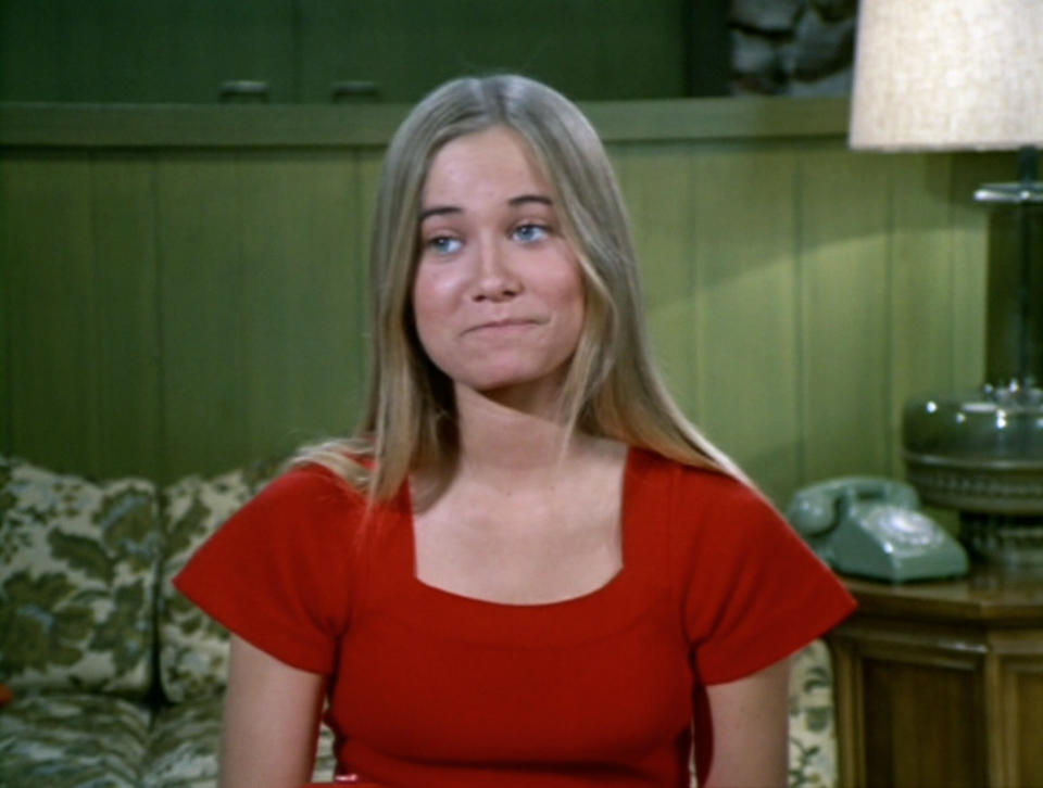 LOS ANGELES - FEBRUARY 9: Maureen McCormick as Marcia Brady in the BRADY BUNCH episode, "The Subject Was Noses."  Original air date, February 9, 1973. Image is a screen grab.  (Photo by CBS via Getty Images) 