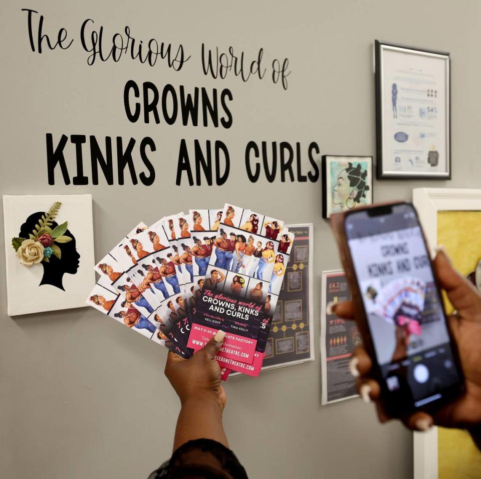 Three Bone Theatre’s production of “The Glorious World of Crowns, Kinks and Curls” at The Arts Factory in Charlotte centers on Black women’s hair, and how it’s policed and perceived.