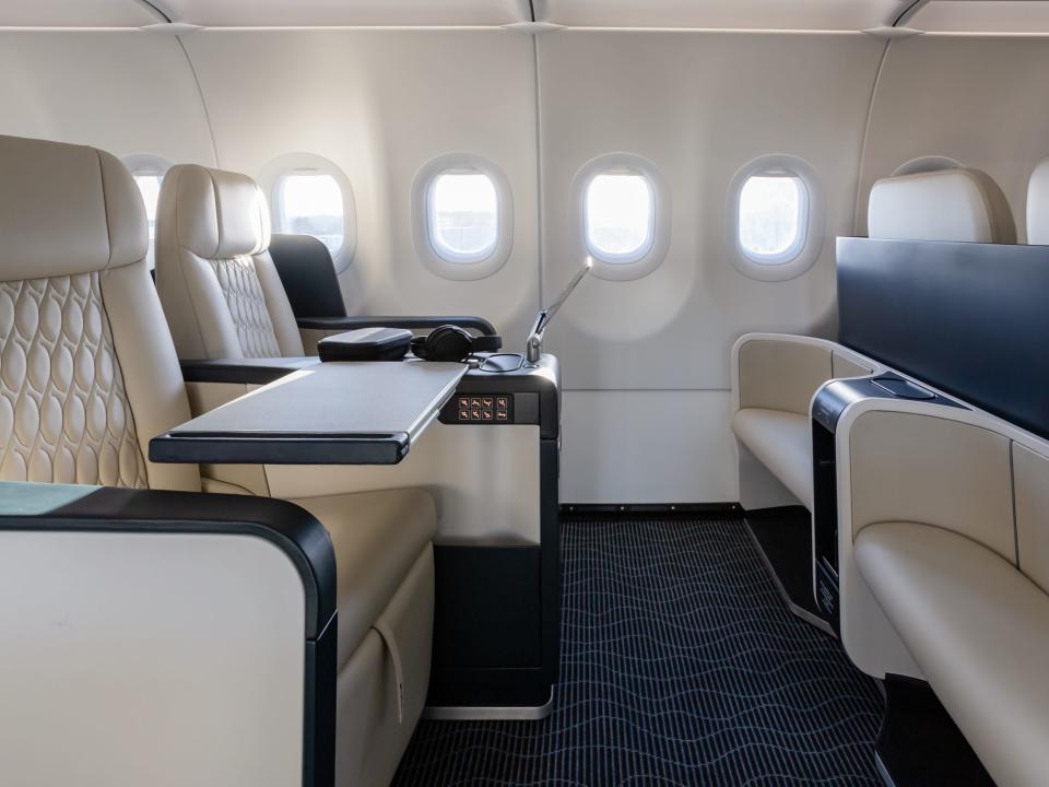seats inside TCS World Travel's  Airbus A321