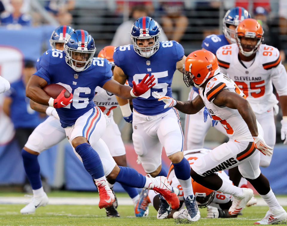 Fans at MetLife Stadium on Thursday night had the opportunity to place legal bets on the New York Giants-Cleveland Browns preseason game from the comfort of their own seats. (Getty Images)