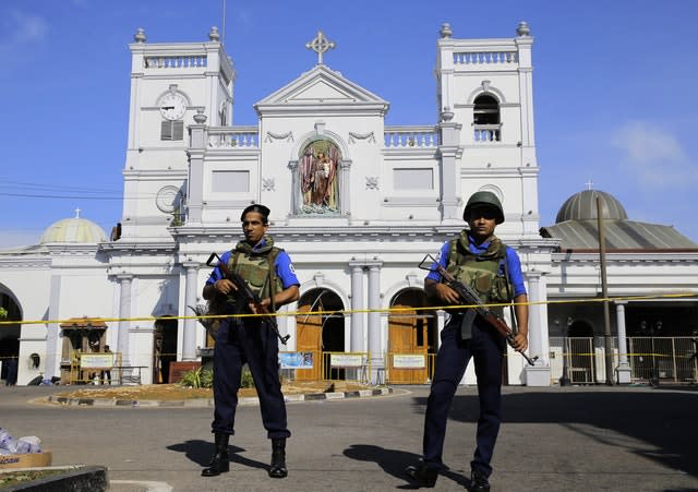 Soldiers outside St Anthony’s Shrine in Colombo, Sri Lanka 