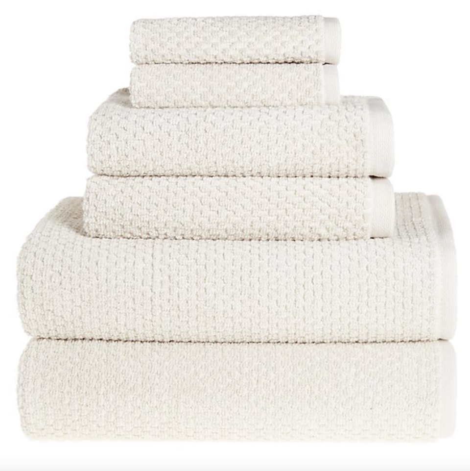 light ivory white Wild Sage Savannah Cotton 6-Piece Towel Set 