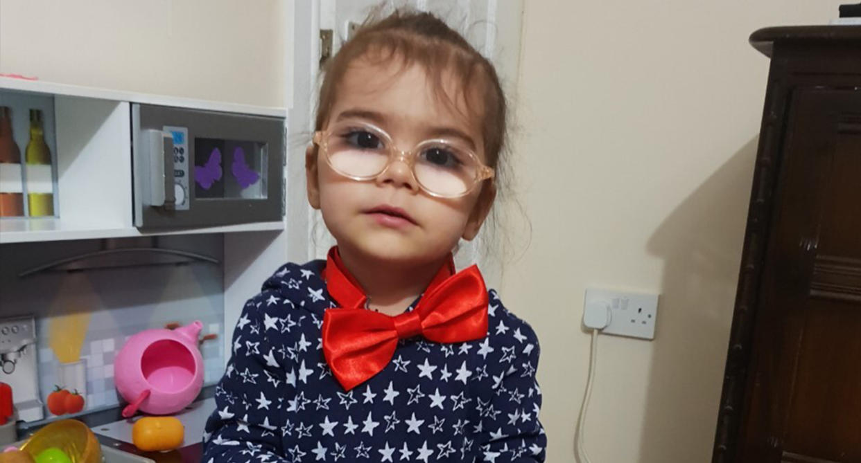 Sarah (pictured as a toddler) was born with a genetic disorder that left her without a functioning immune system. (Supplied: Great Ormond Street Hospital)