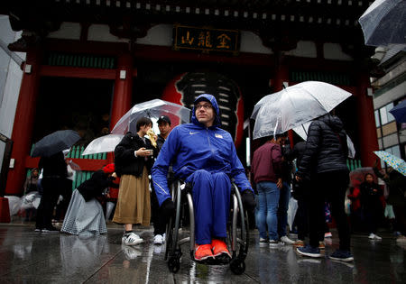 Paralympian Daniel Romanchuk of the U.S. tours the Asakusa district in Tokyo, Japan March 4, 2019. REUTERS/Issei Kato