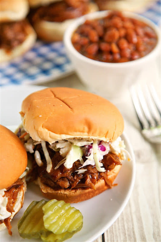 <p>Plain Chicken</p><p>A great marinade leads to the best smoky mesquite-flavored sandwich.</p><p><strong>Get the recipe: <a href="https://www.plainchicken.com/2016/06/slow-cooker-baja-chipotle-pulled-pork.html" rel="nofollow noopener" target="_blank" data-ylk="slk:Slow Cooker Baja Chipotle Pulled Pork;elm:context_link;itc:0;sec:content-canvas" class="link ">Slow Cooker Baja Chipotle Pulled Pork</a></strong></p>